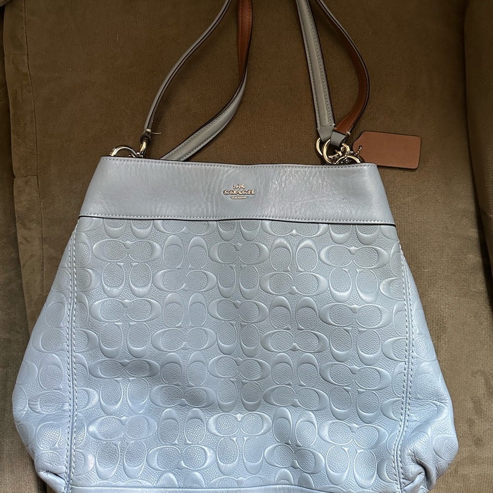 Coach Blue and Brown Shoulder Bag